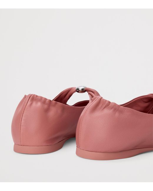 Loewe Red Leather Pebble Soft Ballet Flats