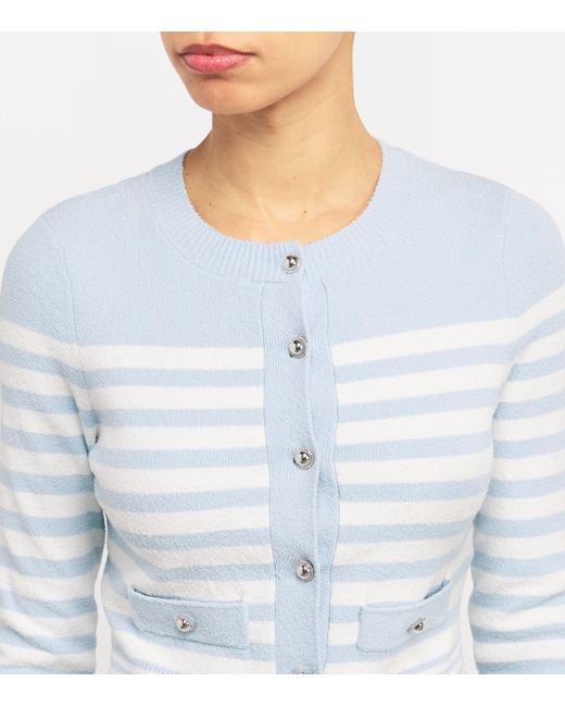 Sandro Blue Terry-Knit Striped Cardigan