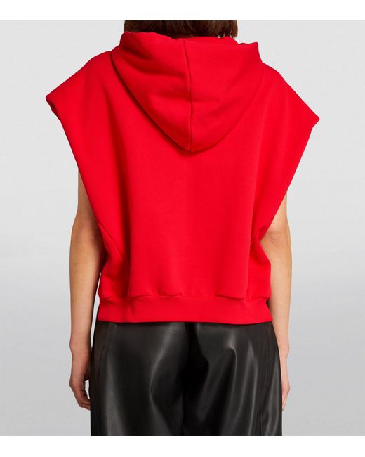 DKNY Red Sleeveless Logo Hoodie
