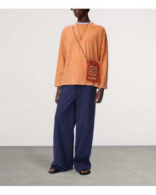 Loewe Blue X Paula's Ibiza Cotton Satin Drawstring Trousers for men
