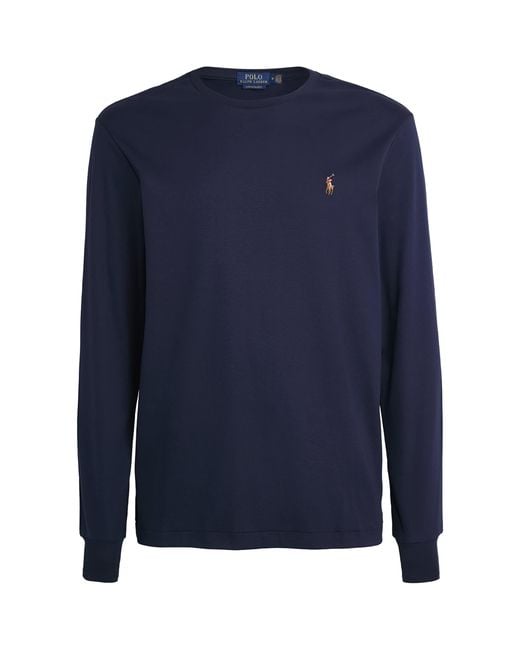 Polo Ralph Lauren Blue Pima Cotton Long-Sleeved T-Shirt for men