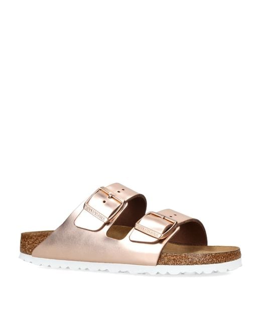 Birkenstock Brown Leather Metallic Arizona Sandals