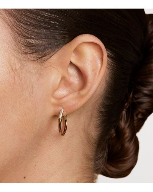 Astrid & Miyu Metallic Plated Pavé Knot Hoop Earrings