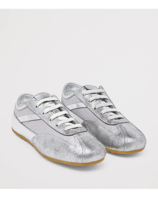 McQueen White Metallic-Trim Boxe Sneakers