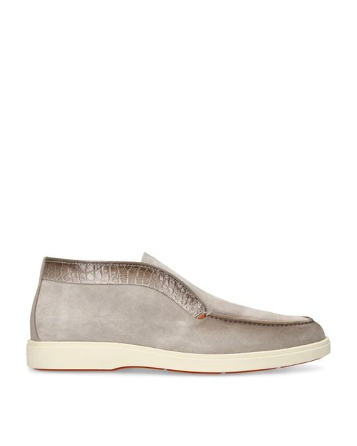 Santoni Natural Suede Detroit Slip-On Sneakers for men