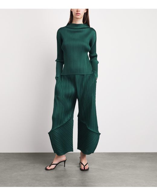 Pleats Please Issey Miyake Green Thicker Bottoms 2 Flared Trousers