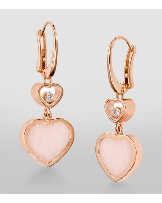 Chopard Pink Opal And Diamond Happy Hearts Earrings