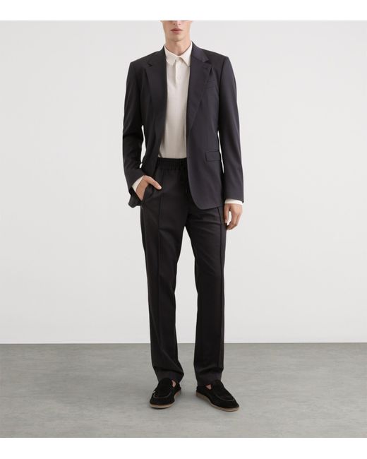 Dolce & Gabbana Black Virgin Wool-Blend Drawstring Straight Trousers for men