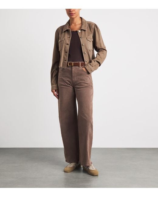 PAIGE Brown Cropped Pacey Denim Jacket
