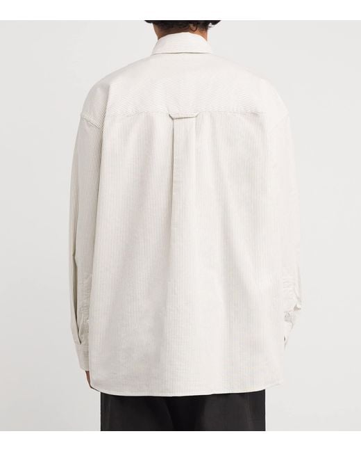 Studio Nicholson White Cotton Stripe Oversized Ruskin Shirt for men