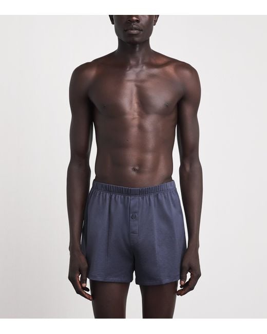 Hanro Blue Cotton Boxer Shorts for men