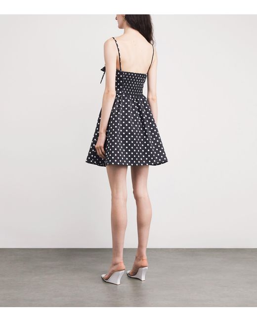 Ganni Black Satin Polka-Dot Mini Dress