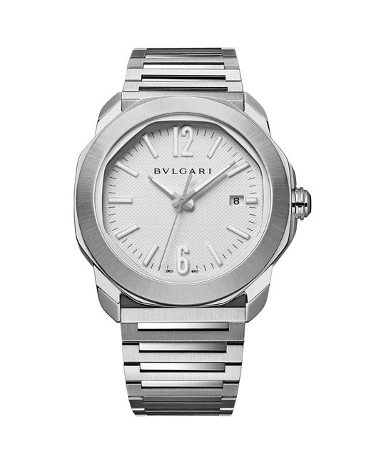 BVLGARI Gray Stainless Steel Octo Roma Automatic Watch 41mm for men