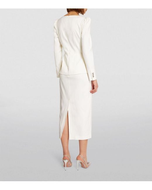 Alessandra Rich White Virgin Wool Midi Dress