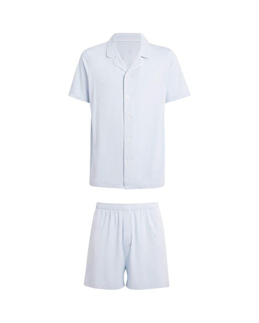 Derek Rose White Modal Short Basel Pyjama Set for men