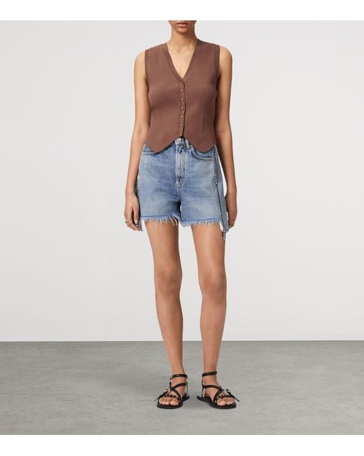 AllSaints Brown Cruz Rib Knit Waistcoat