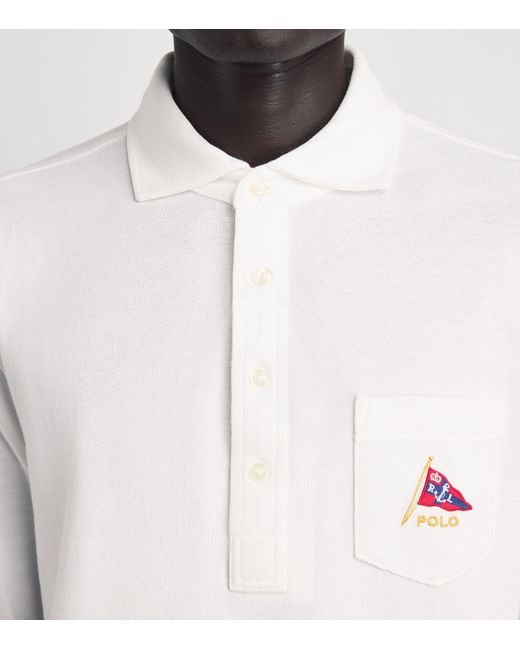 Polo Ralph Lauren White Cotton Mesh Long-Sleeve Polo Shirt for men