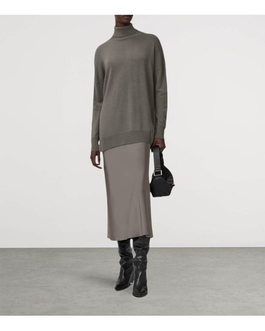 AllSaints Gray Juno 2-In-1 Midi Dress