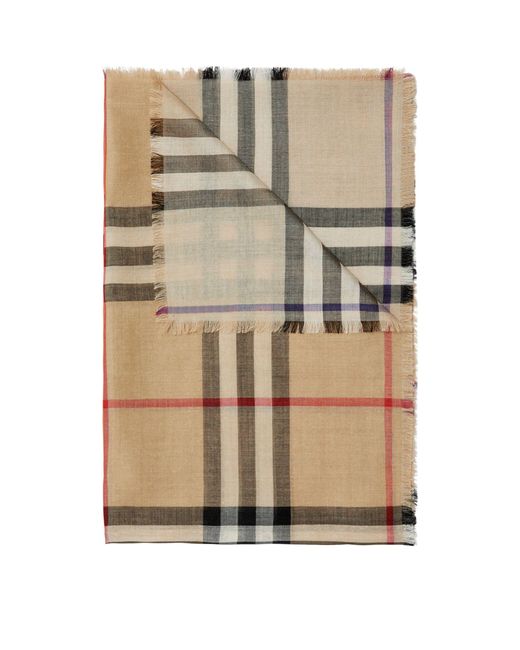 Burberry Natural Wool-silk Check Scarf