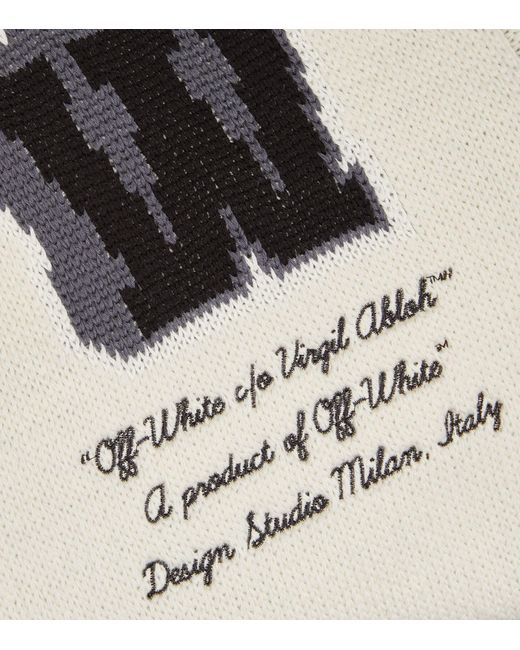 Off-White c/o Virgil Abloh White Wool-cotton Jacquard Varsity Cardigan for men