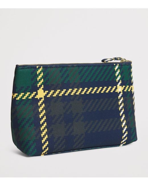Harrods Blue Small Tartan Logo Pouch