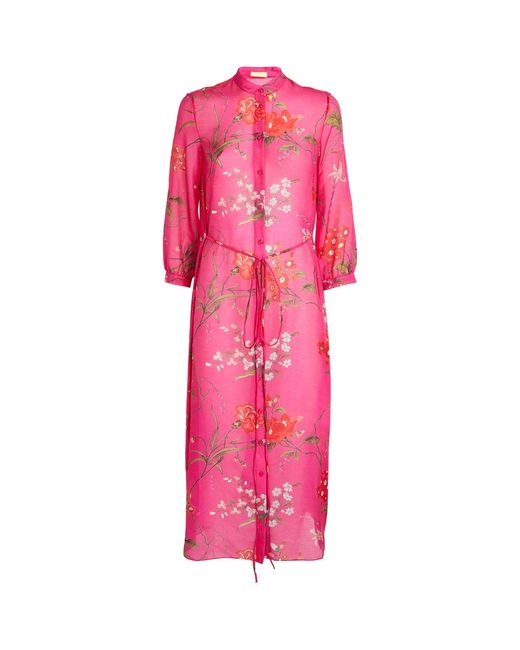 Erdem Pink Cotton-silk Floral Dress