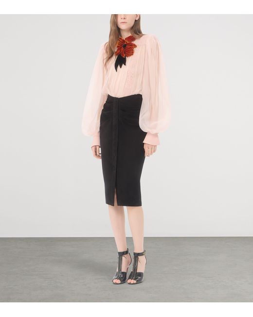 Valentino Pink Silk Floral-Embroidered Blouse