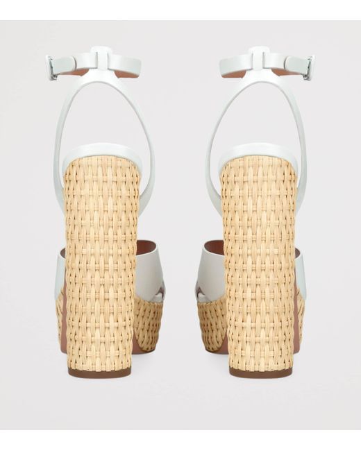 Aquazzura White Leather Sunseeker Plateau Platform Sandals 140