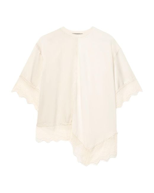 AllSaints White Cotton Lace-Trim Lenny T-Shirt