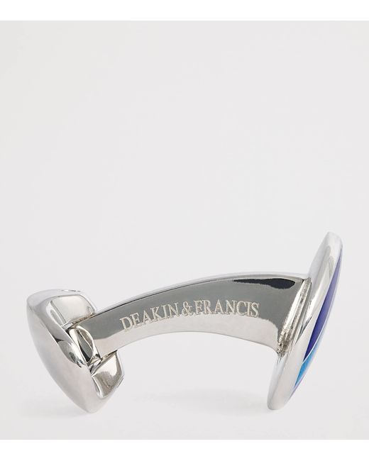 Deakin & Francis Blue Sterling Denim Enamel Cufflinks for men