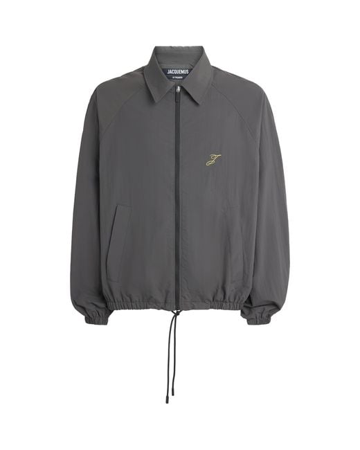 Jacquemus Gray Embroidered Initial Windbreaker Jacket for men