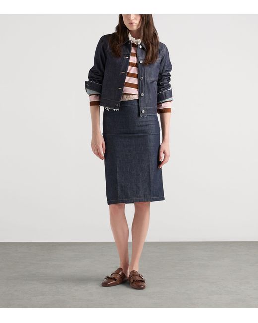Prada Blue Denim Midi Pencil Skirt