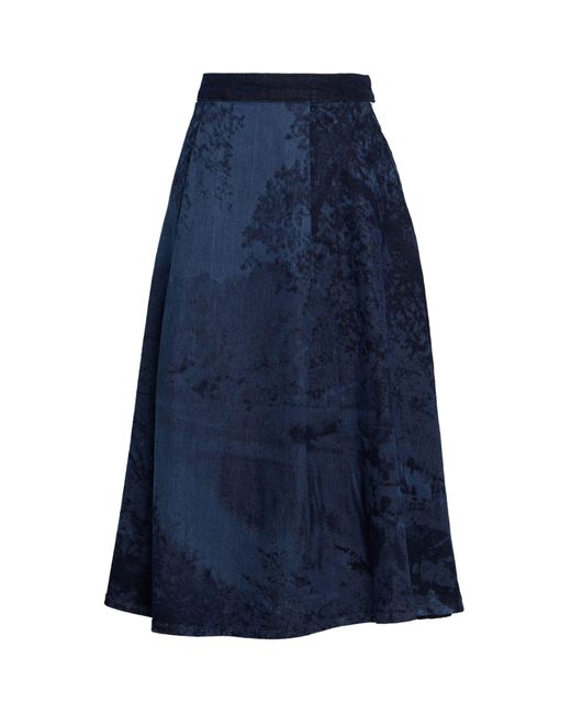 MAX&Co. Blue Printed Denim Midi Skirt