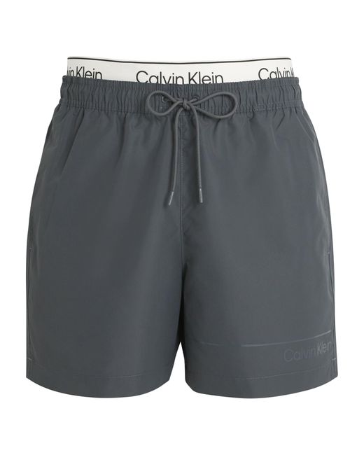 Calvin Klein Gray Meta Legacy Waistband Swim Shorts for men