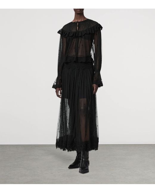 AllSaints Black Mesh Trixie Blouse