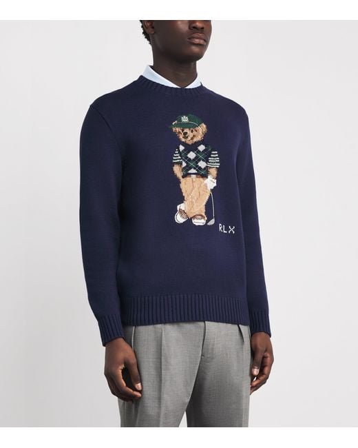 Ralph Lauren Blue Cotton-Blend Polo Bear Sweater for men