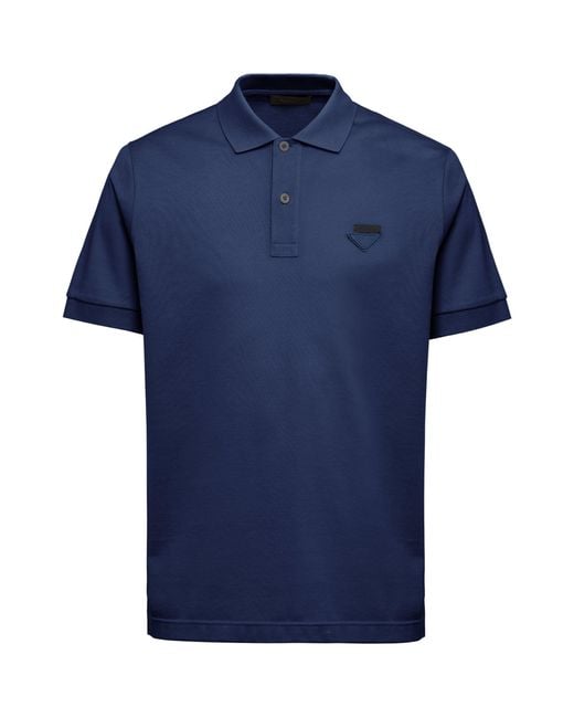 Prada Blue Logo Polo Shirt for men