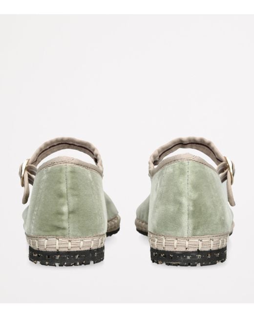 Flabelus Green Velvet Uta Mary Janes