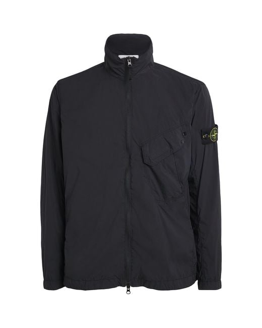 Stone Island Black Stretch-Nylon Zip-Up Overshirt for men