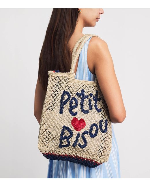 The Jacksons White Jute Petit Bisou Lottie Tote Bag