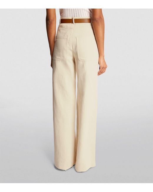 Max Mara Natural Cotton-linen Wide-leg Trousers