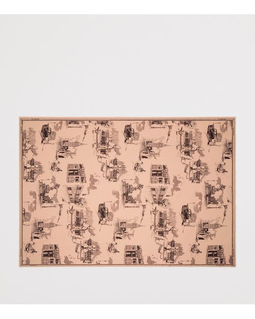 Burberry Pink Wool-Silk London Landmarks Scarf