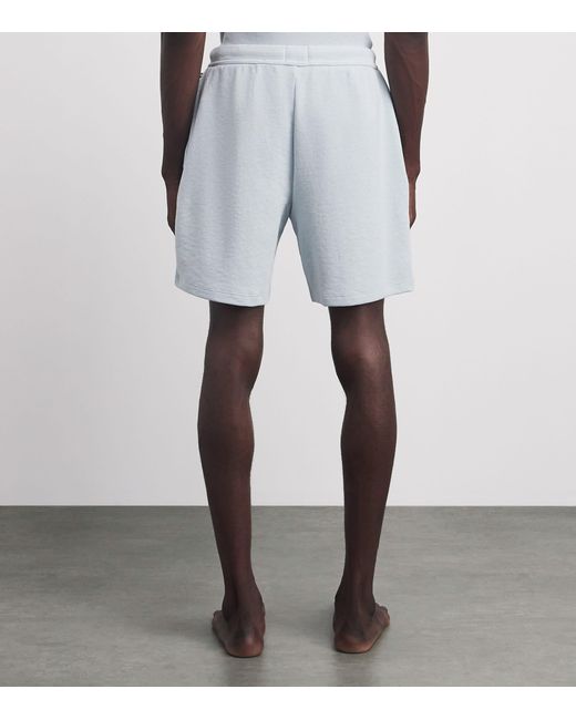Boss Blue Waffle-Knit Logo Shorts for men