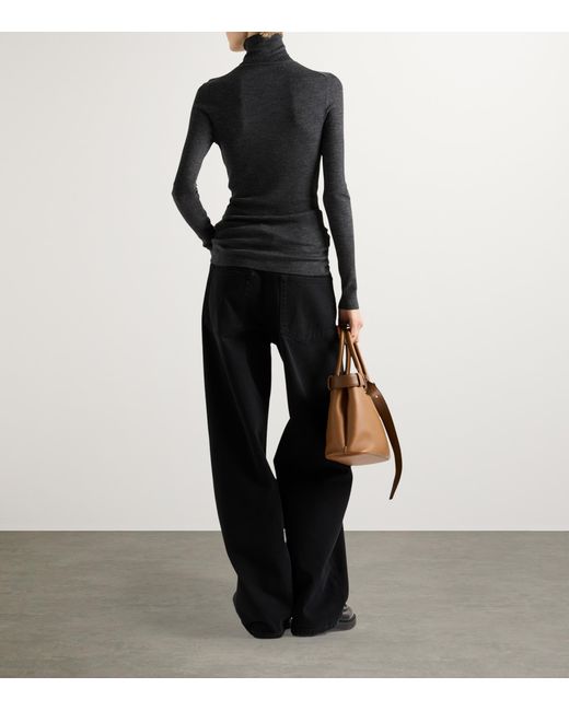 Prada Black Wool-Blend Logo Rollneck Sweater