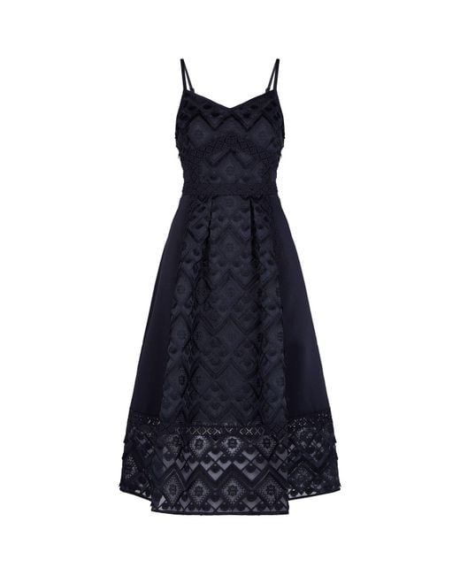 Ted Baker Blue Mixed Geo Lace Midi Dress