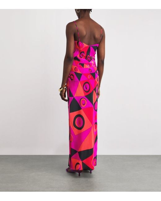 Emilio Pucci Pink Silk Occhi Maxi Dress