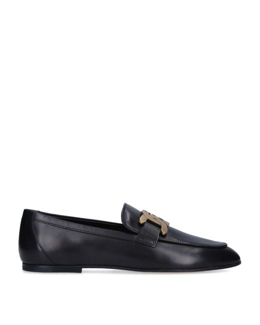 Tod's Black Leather Kate Loafers
