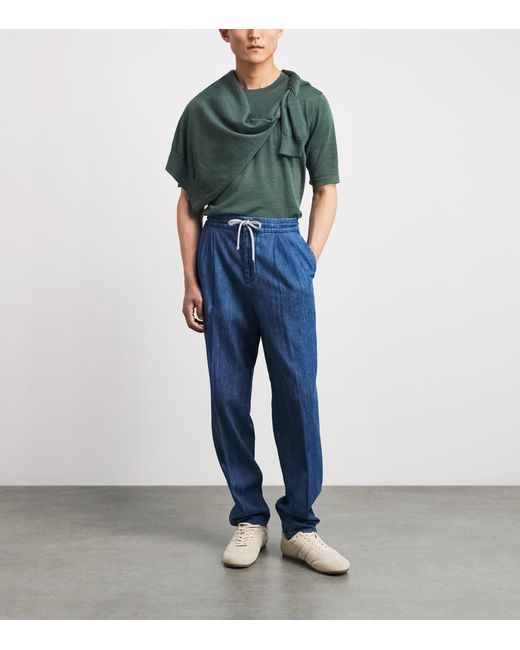 FIORONI CASHMERE Green Virgin Wool T-Shirt for men