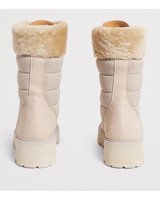 Eleventy Natural Leather Shearling-Trim Ankle Boots