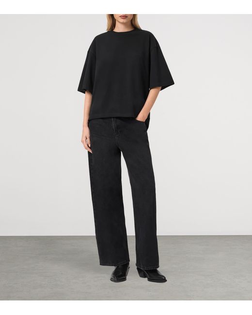 AllSaints Black Crochet-Detail Amelie T-Shirt
